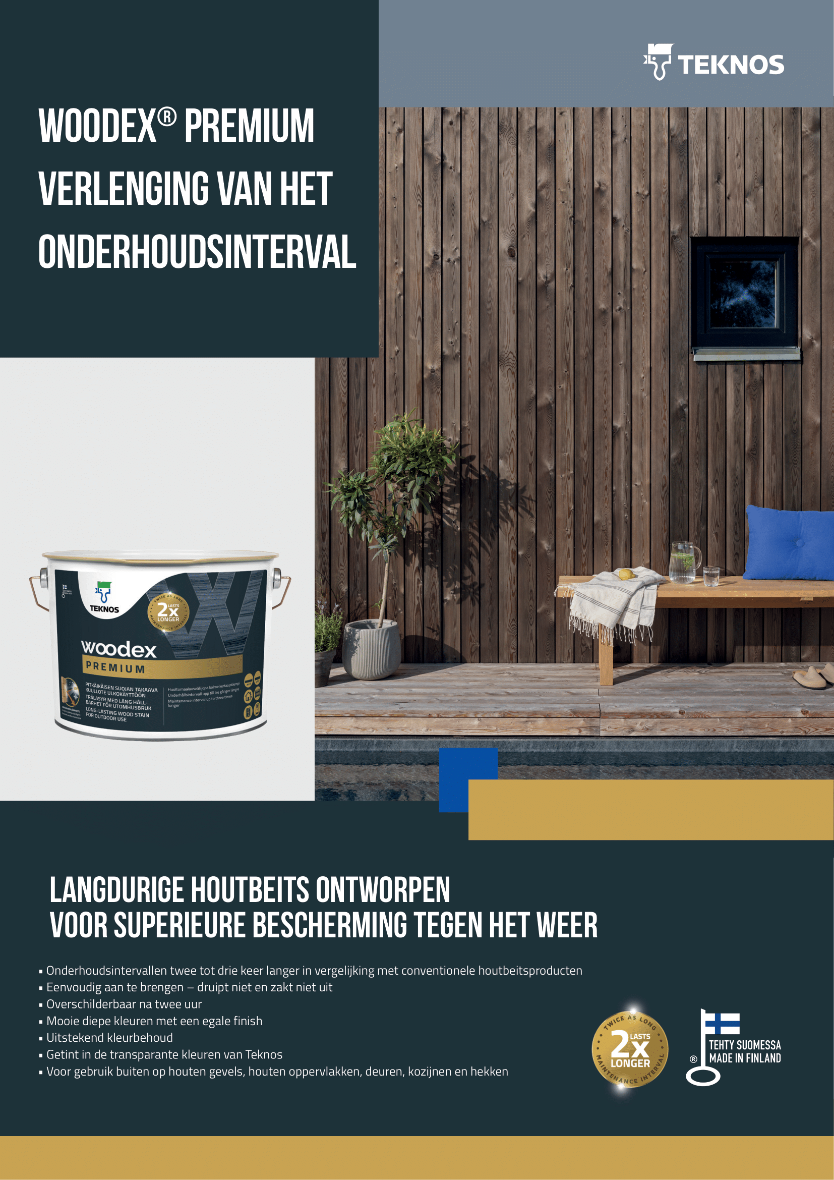 Teknos WOODEX PREMIUM long-lasting wood stain