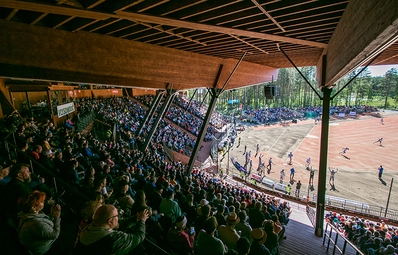 Timber-structured baseball stadium